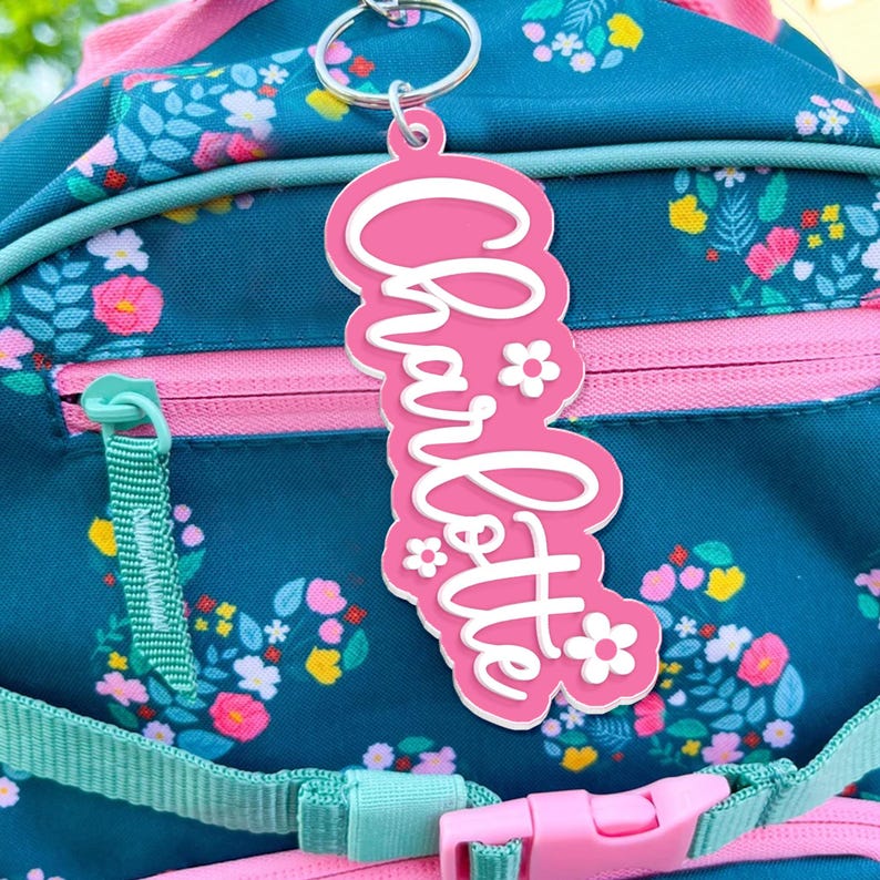 Personalized Back To School Kids Girl Gifts, Backpack Kids Name Tag, Cute Backpack Name Keychain For Kids, Diaper Bag Tag, Lunch Box Tag