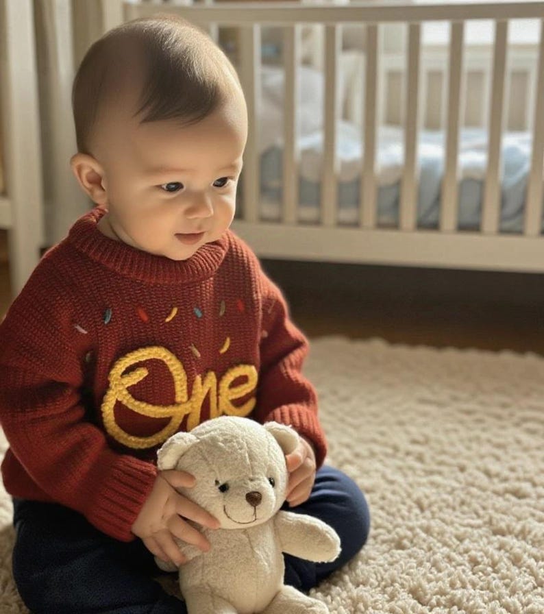 Personalized First Birthday Baby Sweater,Handmade One baby Sweater,Fall/Winter Baby Outfit,Custom Baby 1st Birthday, Custom Boy/Girl Outfit