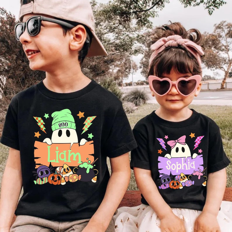 Personalized Retro Western Halloween Shirt: Custom Kids Toddler Outfit