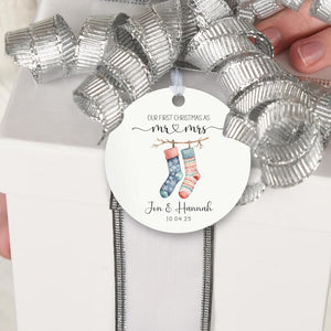 First Christmas Married Ornament, Customized Our First Christmas As Mr And Mrs Christmas Ornament, Personalized Wedding Gift, Newlywed 2025
