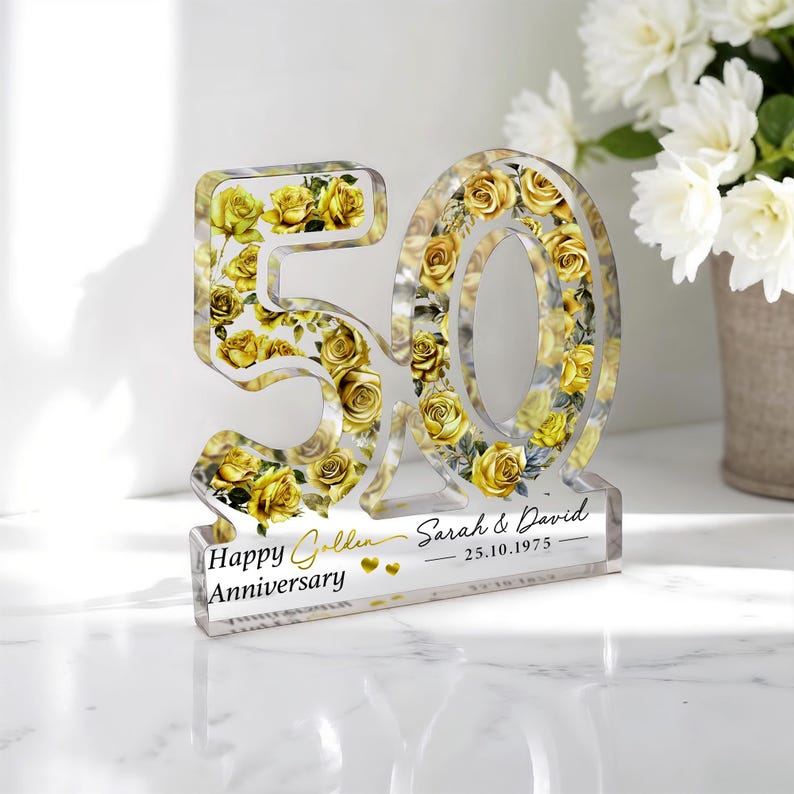Personalised 50th Anniversary Gift, Golden Anniversary Plaque, Anniversary Gifts, 50th Anniversary Gift for Husband Wife Parents