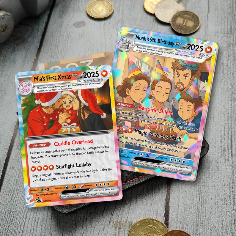 Personalized Pokemon Card, Custom Birthday Photo Art Card, Anniversary Proposal Invitation, Birthday Wedding Day Couples Engagement, Holiday