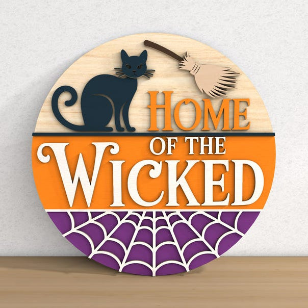 Halloween Door Hanger Bundle, Halloween Welcome Sign, Laser Cut , Gl, Door Decor Round Wood Sign