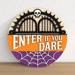 Halloween Door Hanger Bundle, Halloween Welcome Sign, Laser Cut , Gl, Door Decor Round Wood Sign