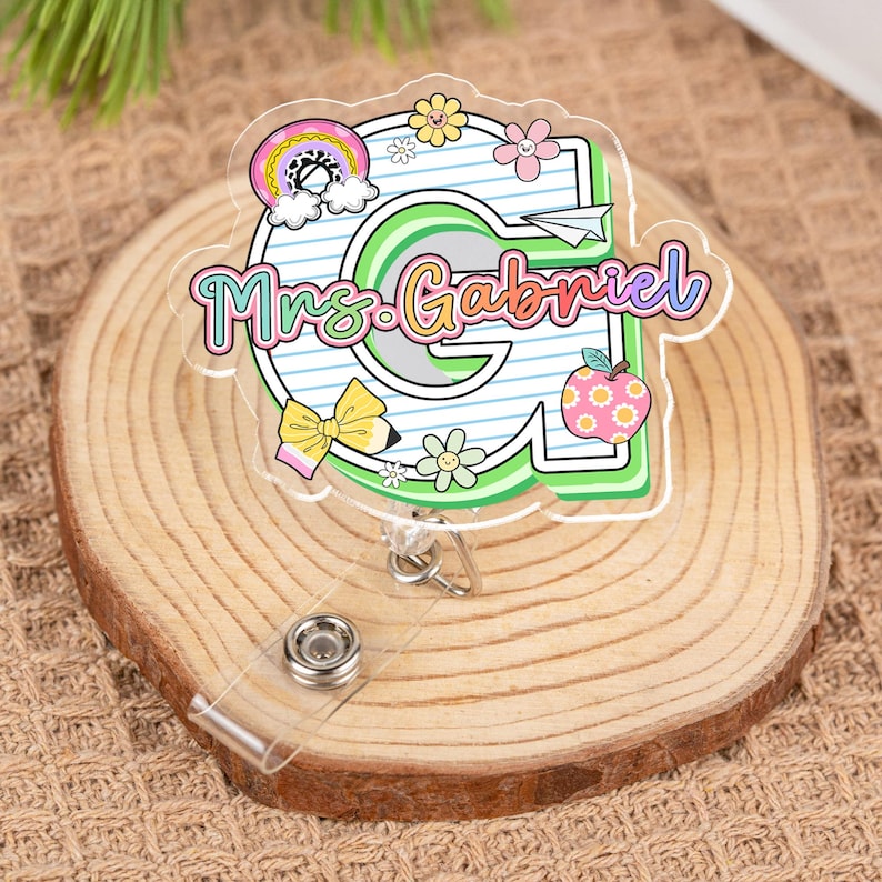 Custom Teacher Name Badge Reel, Teacher Appreciation Gift, Back to School Gift, Gift for Teacher, Back To School, Retractable Badge Reel