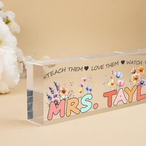 Custom Teacher Desk Name Plate, Teacher Name Sign, Teacher Acrylic Block Desk Sign, Teacher Appreciation Gift, Back To School Teacher Gifts