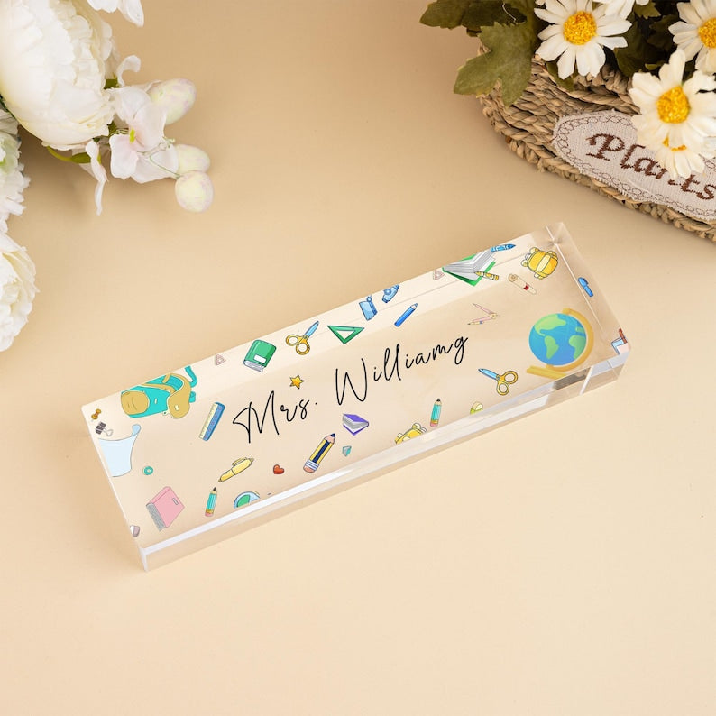 Custom Teacher Desk Name Plate, Teacher Name Sign, Teacher Acrylic Block Desk Sign, Teacher Appreciation Gift, Back To School Teacher Gifts