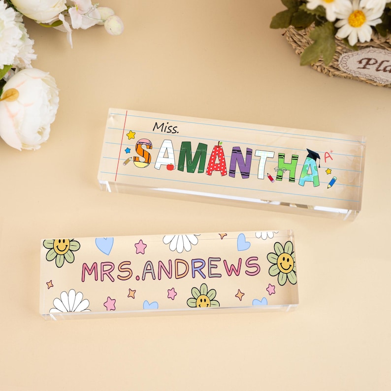 Custom Teacher Desk Name Plate, Teacher Name Sign, Teacher Acrylic Block Desk Sign, Teacher Appreciation Gift, Back To School Teacher Gifts