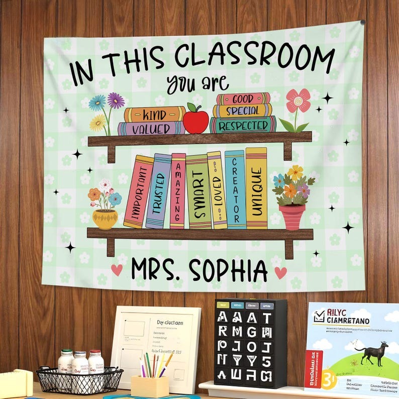 Groovy Classroom Tapestry, Personalized Teacher Name Classroom Tapestry, Custom Classroom Banner Decor, Classroom Decor First Day Of School