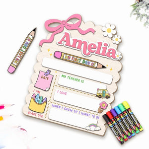 Personalized First Day School Sign, Back to School Sign, Kindergarten 1st Day of School Sign Reusable, Custom First Day School Sign