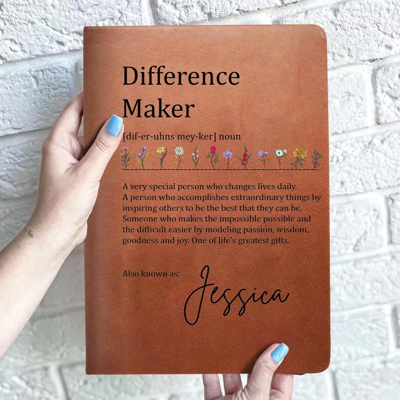 Difference Maker Journal, Mentor Gift, Special Person Gift, Gift for Colleague, Supervisor Gift, Thank You Teacher Journal, Therapist Gift