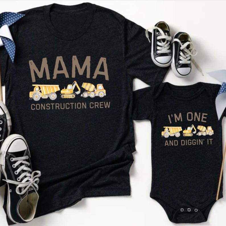 Personalized Construction Crew Matching Shirts, Birthday Construction Shirts, Three and Diggin' It, Excavator Birthday, Toddler Birthday Tee