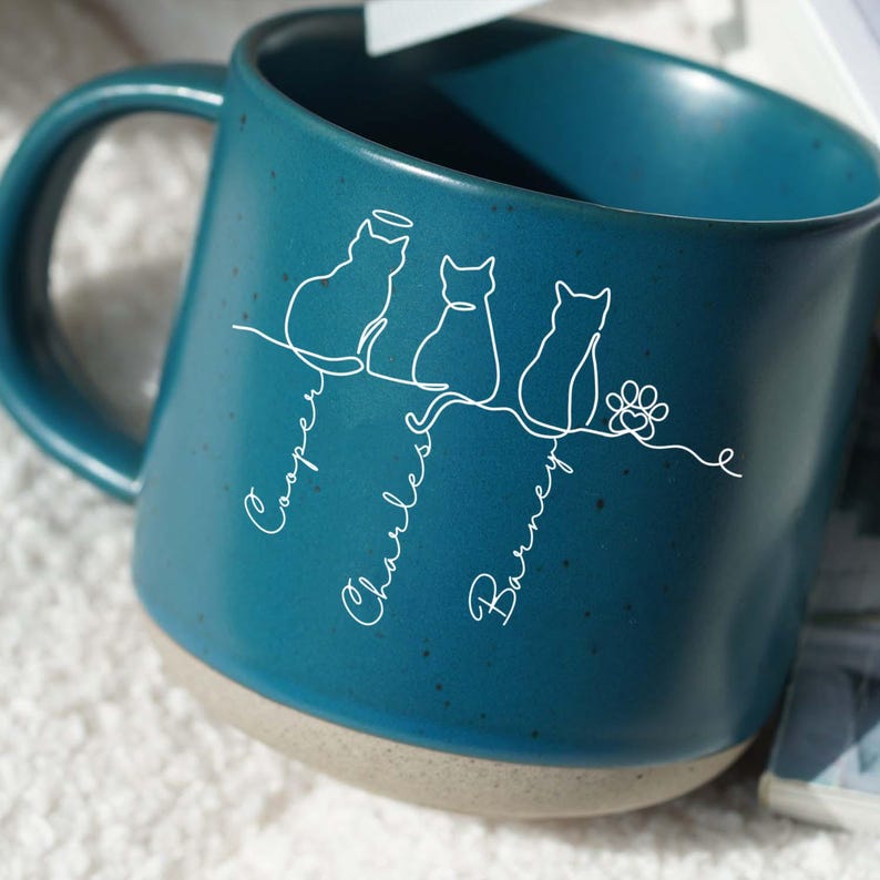 Cute Cats-Personalized Cat Pottery Mug with Name,Special Coffee Cat Mug, Unique Cat Lover Present,Gift For Cat Owner,Family Gift, Pet Lover