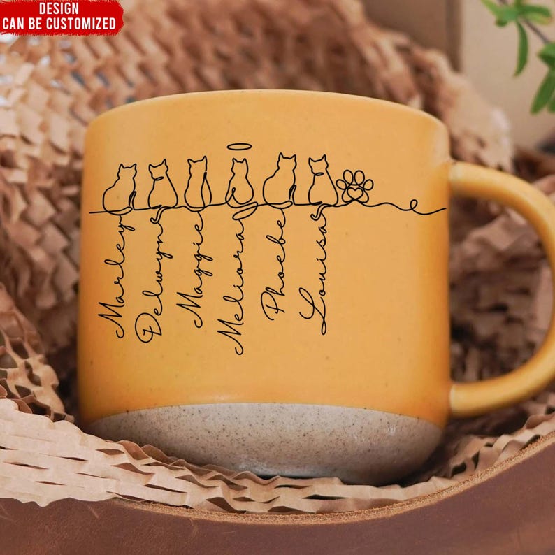 Cute Cats-Personalized Cat Pottery Mug with Name,Special Coffee Cat Mug, Unique Cat Lover Present,Gift For Cat Owner,Family Gift, Pet Lover