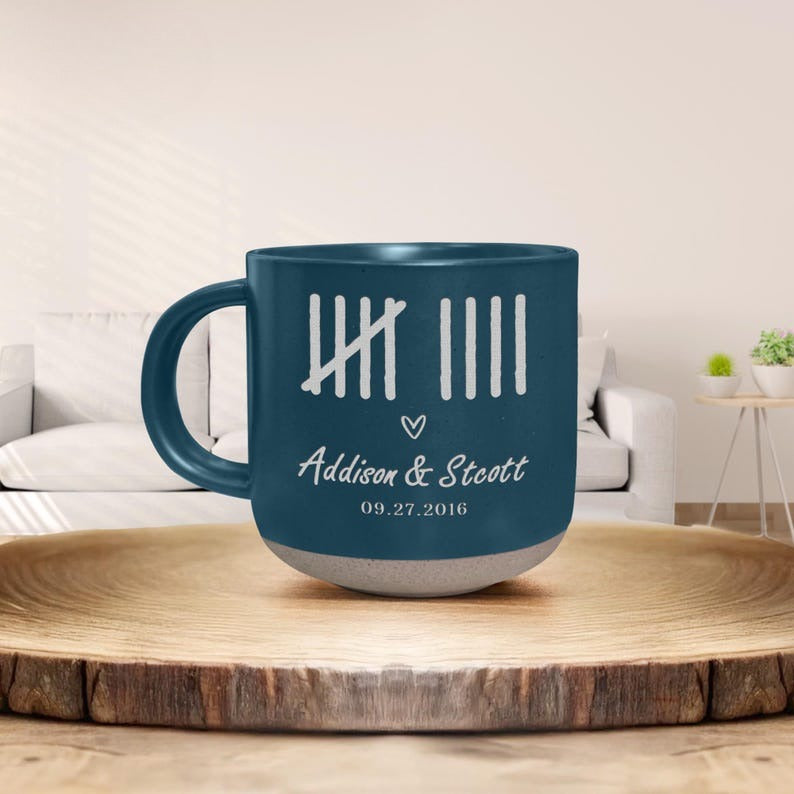 Personalized 9 Year Anniversary Gift, Custom Wedding Anniversary Pottery Mug Gift for Wife, 9th Anniversary Ceramic Mug, Couple Gift For Her