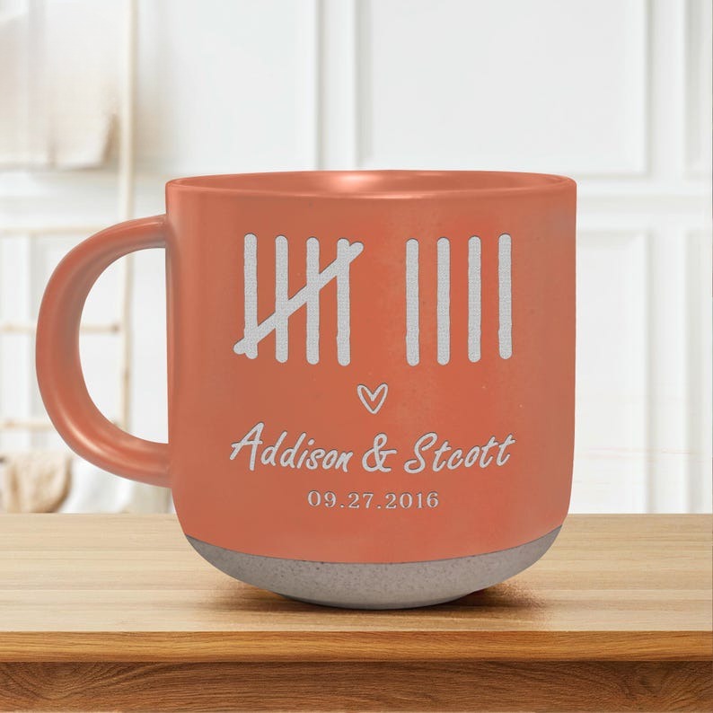 Personalized 9 Year Anniversary Gift, Custom Wedding Anniversary Pottery Mug Gift for Wife, 9th Anniversary Ceramic Mug, Couple Gift For Her
