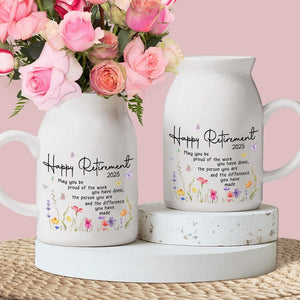 Retirement Gifts for Women, Retirement Ceramic Flower Vase, Thank You Gift, Teacher Retirement, Appreciation Gift, Retired Coworker Gift