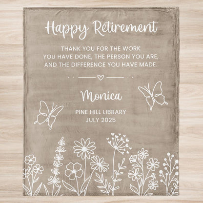 Personalized Retirement Blanket Gift for Her, Custom Retirement Gift for Boss or Coworker, Teacher Retirement, Nurse Retirement