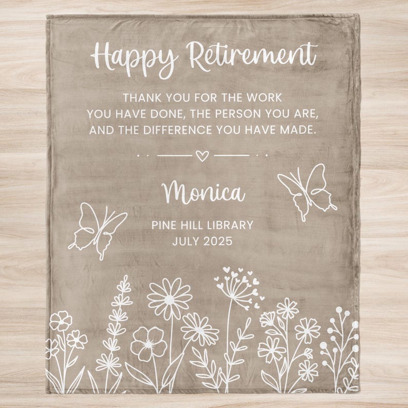 Personalized Retirement Blanket Gift for Her, Custom Retirement Gift for Boss or Coworker, Teacher Retirement, Nurse Retirement
