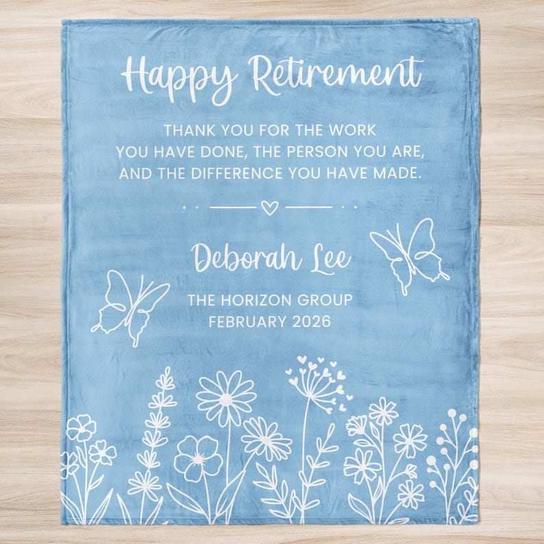 Personalized Retirement Blanket Gift for Her, Custom Retirement Gift for Boss or Coworker, Teacher Retirement, Nurse Retirement