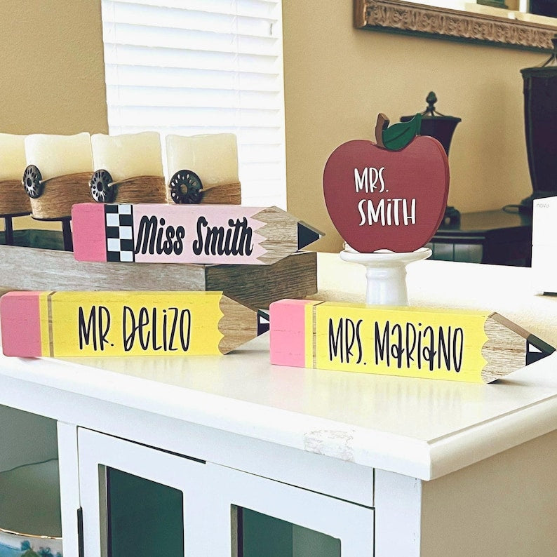 Personalized Teacher Pencil, Teacher Gift, Classroom Personalized Decor, Teacher Name Plate, Teacher Appreciation