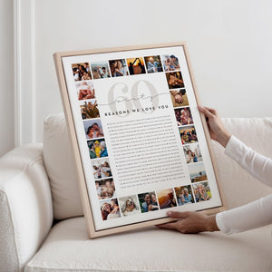 60 Reasons We Love You Custom Photo Collage | Why I Love You Picture Collage | Gift for Friend's 60th Birthday | 60 Year Anniversary Gift