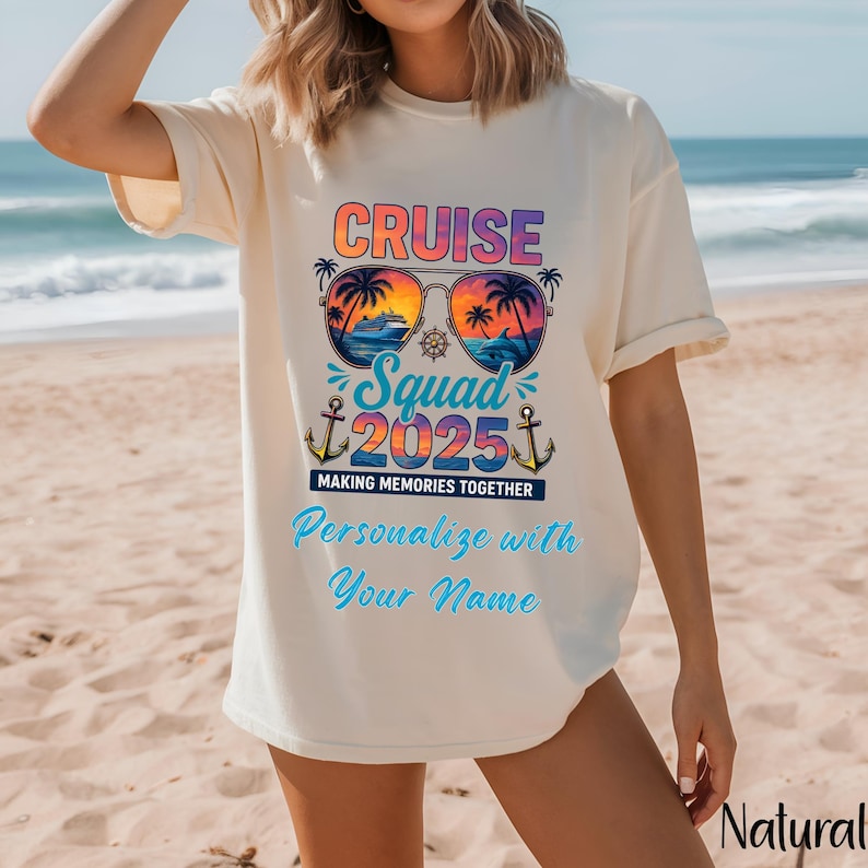 Personalize cruise Squad 2025 Shirt, Caribbean Cruise Matching Shirts, Family Cruise Crew Custom Name T-Shirts, Friends Cruise Shirts