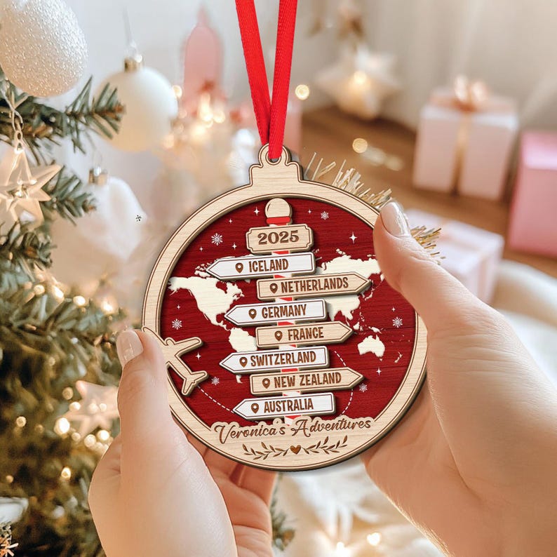 Personalized Travel Adventure Ornament, Custom Traveling Destination Ornament, Couple Traveling Destination, Travel Gift, Christmas Gift