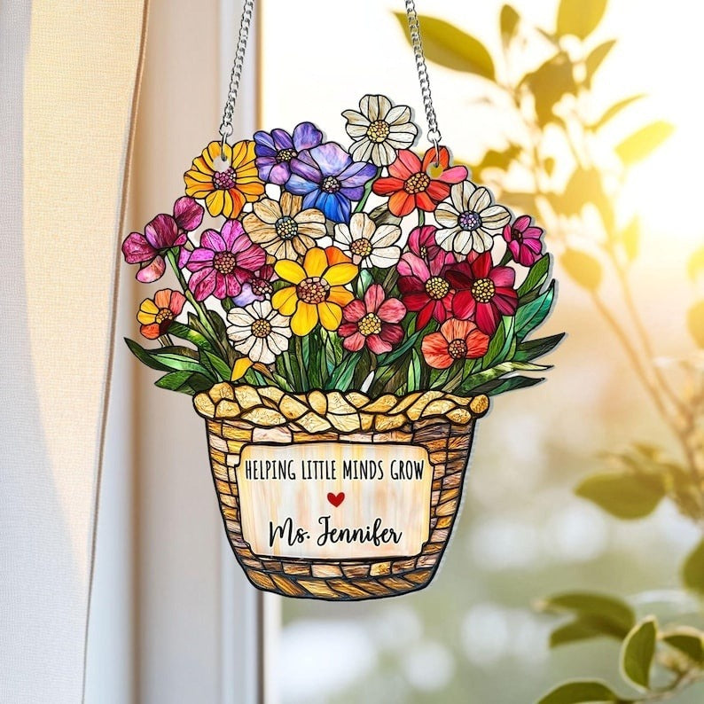 Teacher Wildflower Acrylic Suncatcher, Back To School Teacher Appreciation Gift, Teacher Gift Classroom Window Decor, Teacher Window Hanging