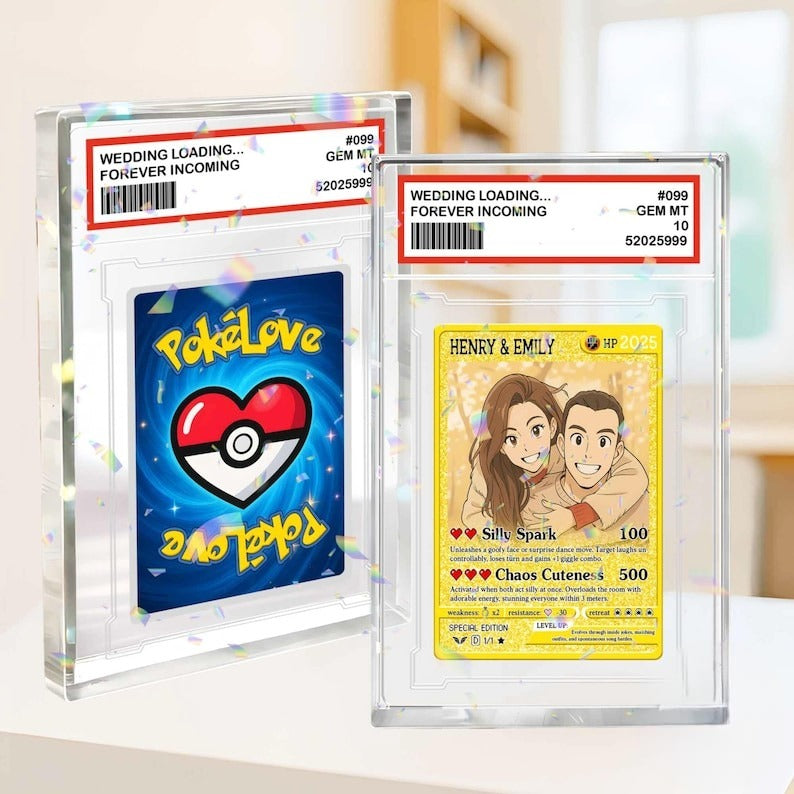 Personalized Couple Poke Love Acrylic Card, Custom photo Anime Themed Gift for Anniversary, Gamer Husband Present from Wife, Love Card Gift