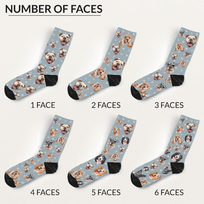Custom Pet Socks, Many Faces Socks, Puppy Face Custom Socks, Personalized Christmas Gift for Dog Dad, Cat Lover Custom Socks, Pet Socks,