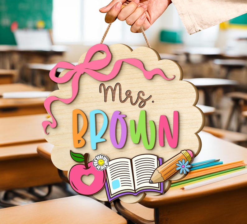 Custom 3D Teacher Door Hanger, Gift For Teacher, Back To School Gift, Teacher Name Door Hanger, Classroom Decor, Teacher Welcome Sign