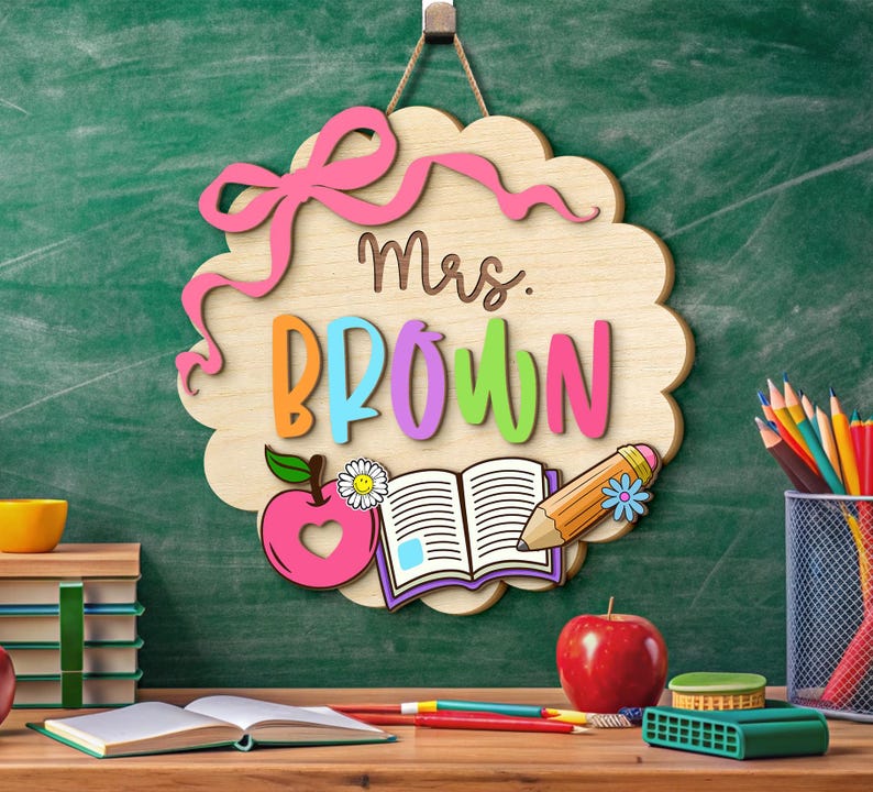 Custom 3D Teacher Door Hanger, Gift For Teacher, Back To School Gift, Teacher Name Door Hanger, Classroom Decor, Teacher Welcome Sign