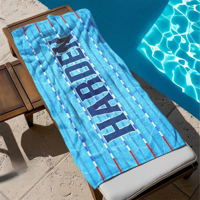 Personalized Swimming Towel, Custom Pool Towel, Gift for Swimmer, Swim Coach Gift, Swim Team, Custom Pool Towel, Swim Lesson Towel, Kid Gift