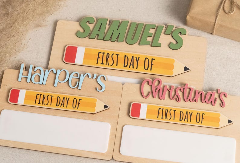 Custom First Day of School Sign, Birthday Gift for Kids, Reusable Milestone Board, Back to School Photo Prop