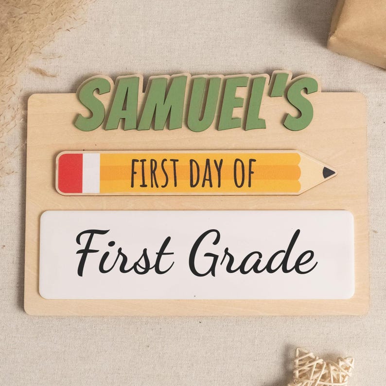Custom First Day of School Sign, Birthday Gift for Kids, Reusable Milestone Board, Back to School Photo Prop