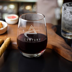 Custom Your Logo 15oz Stemless Wine Glasses Bulk, Personalized Wine Glass, Engraved Company Logo, Brand logo, Corporate Gift Glass