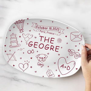 Custom Wedding Platter with Names and Date, Custom Engagement Gift for Bride and Groom, Wedding Keepsake Dish, Bridal Gift, Gift for Couple