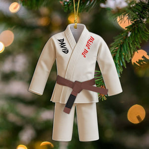Custom 2D Jiu Jitsu Uniform Christmas Acrylic Ornament, Personalized Martial Arts Gift for Boy or Girl, Personalized Jiu Jitsu Lover Gift