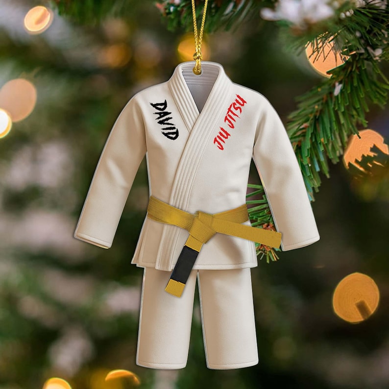 Custom 2D Jiu Jitsu Uniform Christmas Acrylic Ornament, Personalized Martial Arts Gift for Boy or Girl, Personalized Jiu Jitsu Lover Gift