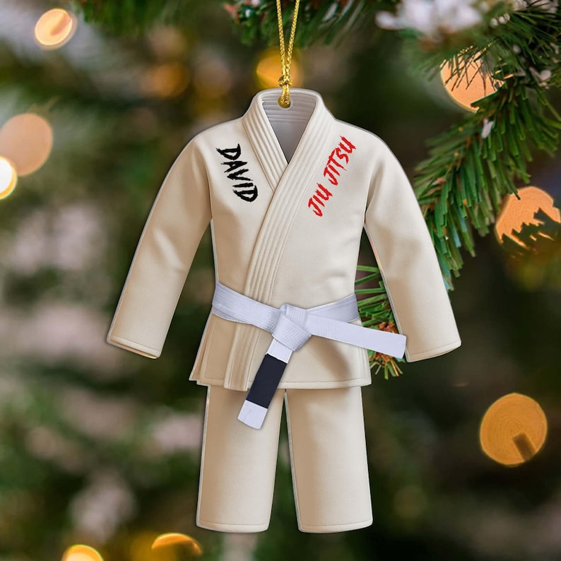 Custom 2D Jiu Jitsu Uniform Christmas Acrylic Ornament, Personalized Martial Arts Gift for Boy or Girl, Personalized Jiu Jitsu Lover Gift