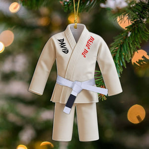 Custom 2D Jiu Jitsu Uniform Christmas Acrylic Ornament, Personalized Martial Arts Gift for Boy or Girl, Personalized Jiu Jitsu Lover Gift