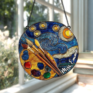 Artistic Paint Palette Faux Stained Glass Suncatcher Gift for Art Lovers, Teachers, Artist s Car Mirror Charm