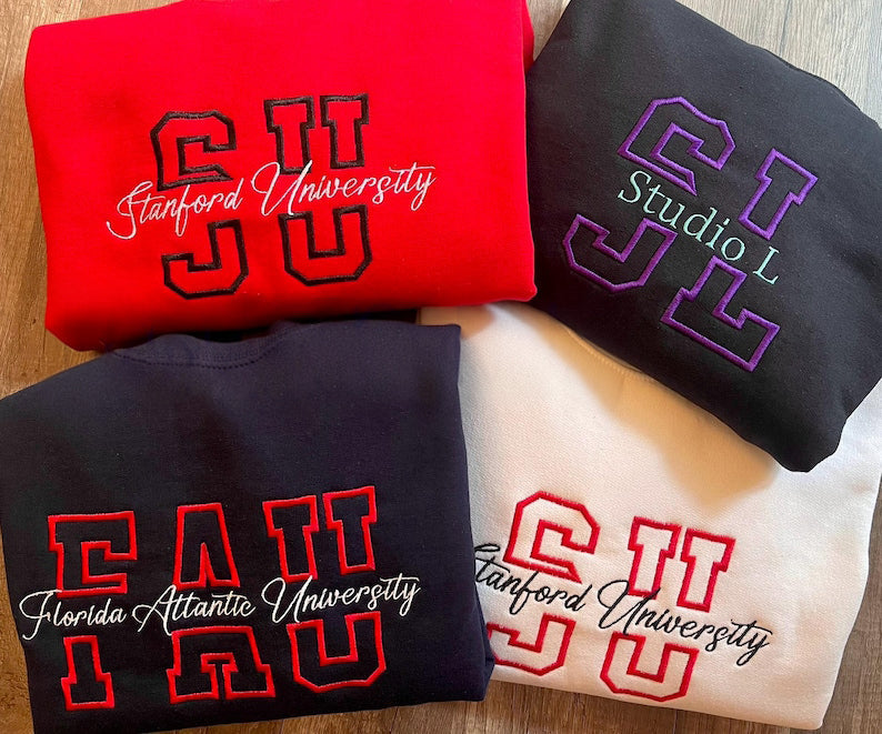 Embroidered Custom College Sweatshirt,School Spirit Personalized Shirt, College Apparel, Graduation Gift, Back To School, University Hoodie il_794xN.6965923617_e4nm.jpg