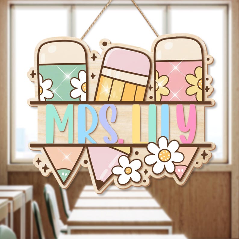 Personalized Teacher 3D Door Sign, Classroom Door Hanger With Teacher Name, Teacher Door Sign, Classroom Welcome Sign, Teacher Door Hanger