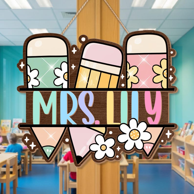 Personalized Teacher 3D Door Sign, Classroom Door Hanger With Teacher Name, Teacher Door Sign, Classroom Welcome Sign, Teacher Door Hanger