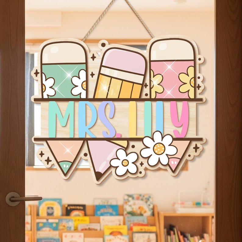 Personalized Teacher 3D Door Sign, Classroom Door Hanger With Teacher Name, Teacher Door Sign, Classroom Welcome Sign, Teacher Door Hanger
