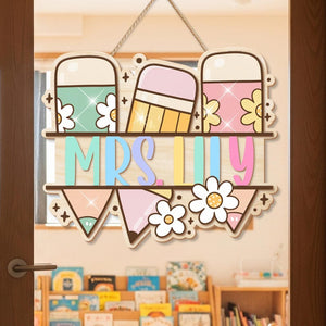 Personalized Teacher 3D Door Sign, Classroom Door Hanger With Teacher Name, Teacher Door Sign, Classroom Welcome Sign, Teacher Door Hanger