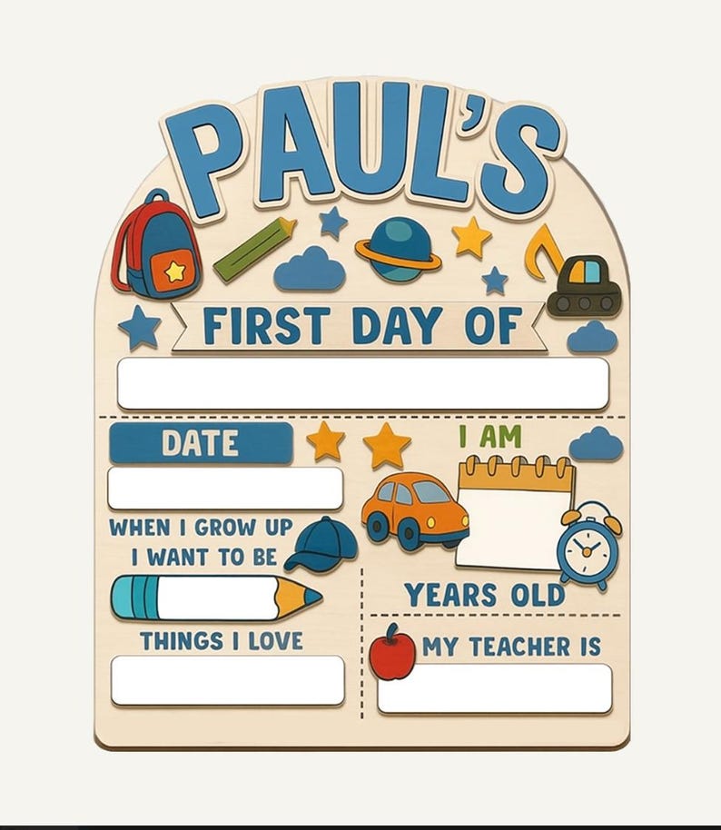 Personalized Wooden First Day of School Sign Customized Back to School Board Ideal Gift for Kids Milestone Photo Prop Teacher Preschool