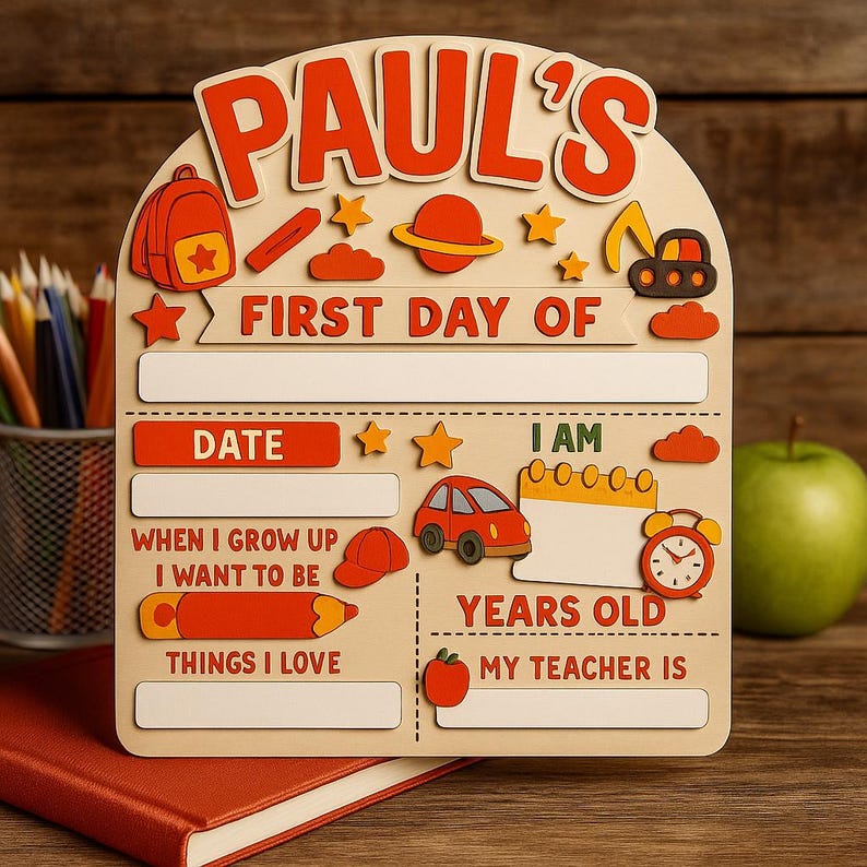 Personalized Wooden First Day of School Sign Customized Back to School Board Ideal Gift for Kids Milestone Photo Prop Teacher Preschool